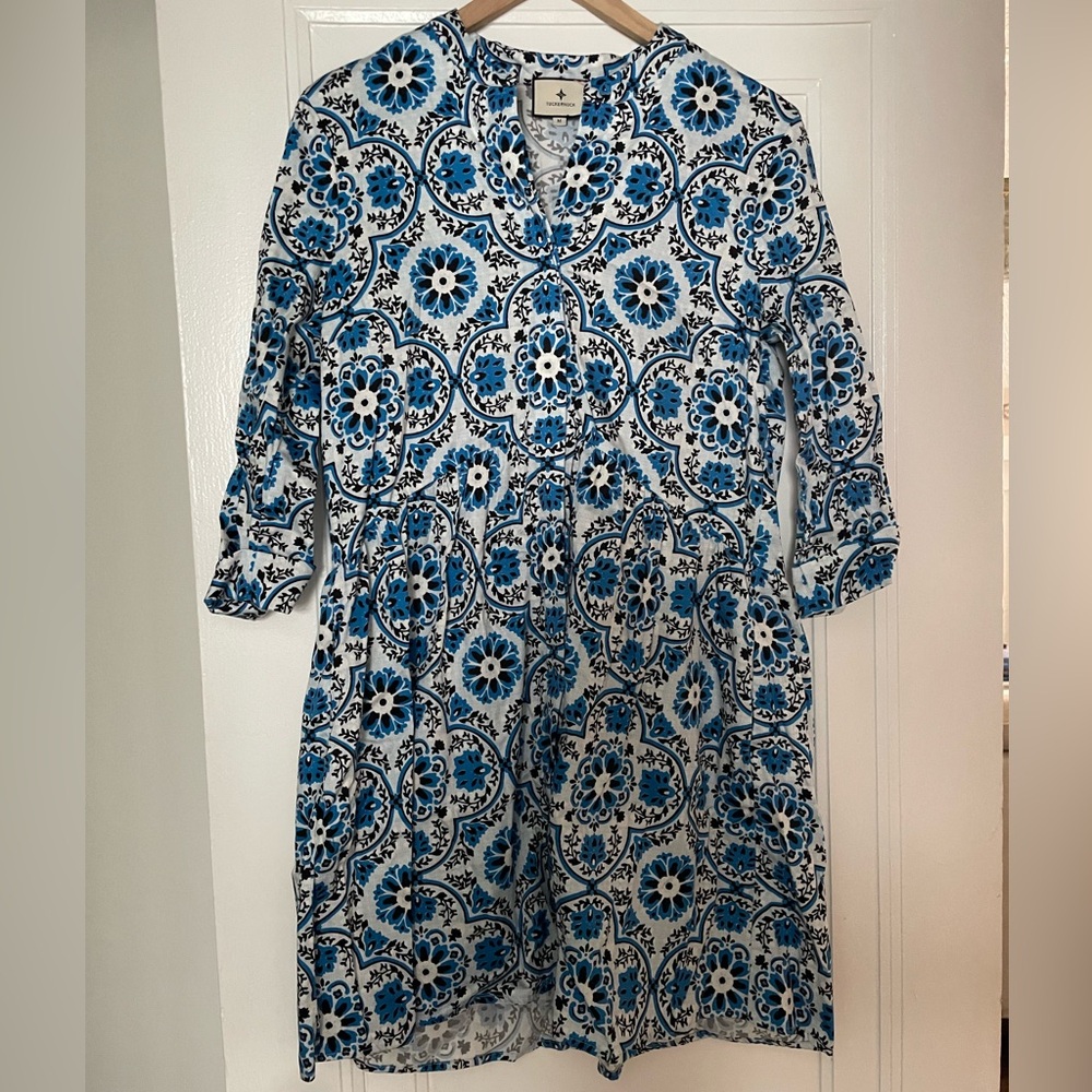 Tuckernuck Blue and White Patterned Long Dress